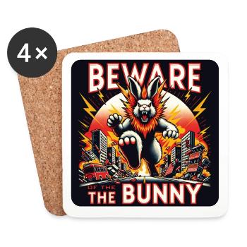Attention à la catastrophe du lapin - Dessous de verre (lot de 4) - blanc - Devant
