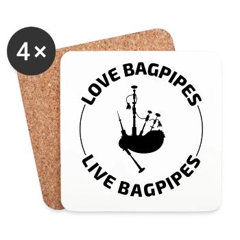 Bagpipe Player Bagpiper Scottish Instrument Funny - Coasters (set of 4) - white - Front