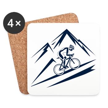 Bicycle Mountain Mountain Mountain Biker - Coasters (set of 4) - white - Front