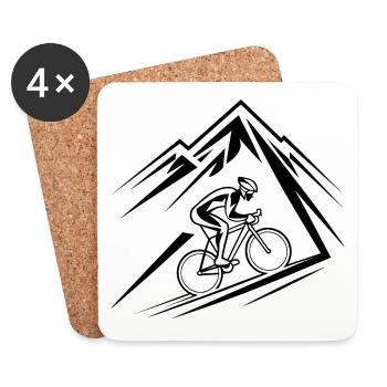 Bicycle Mountain Mountain Mountain Biker - Coasters (set of 4) - white - Front