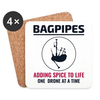 Bagpipe Player Instrument Scottish Scotland Music - Coasters (set of 4) - white - Front