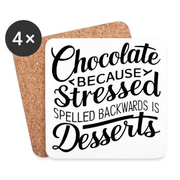 Desserts au chocolat Stress Citation de dessert drôle - Dessous de verre (lot de 4) - blanc - Devant