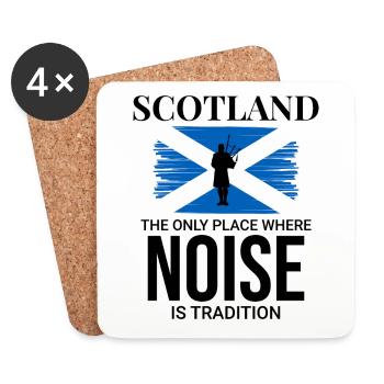 Bagpipe Player Instrument Scottish Scotland Flag - Coasters (set of 4) - white - Front
