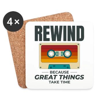 Cassette Tape Rewinding 80s Nostalgia Retro 1980s - Coasters (set of 4) - white - Front