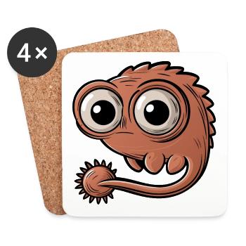 Lustiges kleines Monster mit großen Augen - Untersetzer (4er-Set) - Weiß - Vorne