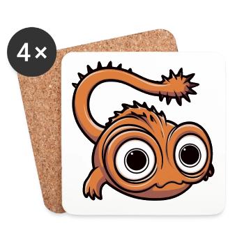 Lustiges kleines Monster mit großen Augen - Untersetzer (4er-Set) - Weiß - Vorne