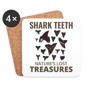 Dents de requin Collectionneur de fossiles Chasse Paléontologie - Dessous de verre (lot de 4) - blanc - Devant