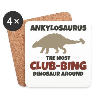 Ankylosaurus Dinosaur Dino Fossil Hunting Club - Coasters (set of 4) - white - Front