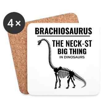 Brachiosaurus Dinosaur Dino Fossil Hunting - Coasters (set of 4) - white - Front