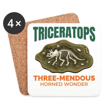 Triceratops Dinosaur Dino Paleontology Fossil - Coasters (set of 4) - white - Front