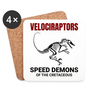 Velociraptor Dinosaur Dino Fossil Hunting - Coasters (set of 4) - white - Front