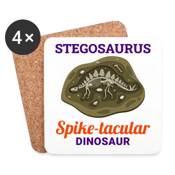 Stegosaurus Dinosaur Dino Fossil Hunting - Coasters (set of 4) - white - Front