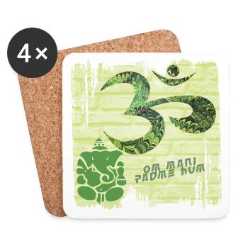 OM avec Ganesha E 35 - Dessous de verre (lot de 4) - blanc - Devant