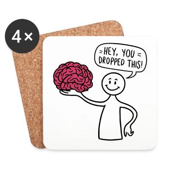 Allumette avec cerveau drôle disant sans cervelle - Dessous de verre (lot de 4) - blanc - Devant