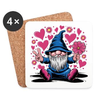Gnome de la Saint-Valentin Chers amateurs de gnomes - Dessous de verre (lot de 4) - blanc - Devant
