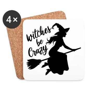Hexe Hexenbesen Spruch Witches Be Crazy - Untersetzer (4er-Set) - Weiß - Vorne