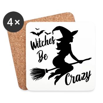 Hexe Hexenbesen Spruch Witches Be Crazy - Untersetzer (4er-Set) - Weiß - Vorne