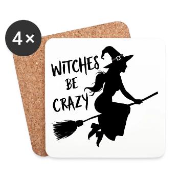 Balai de sorcière d’Halloween Sorcières Be Crazy - Dessous de verre (lot de 4) - blanc - Devant
