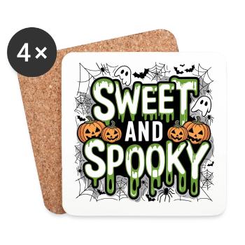Doux et effrayant Doux dicton d’Halloween - Dessous de verre (lot de 4) - blanc - Devant
