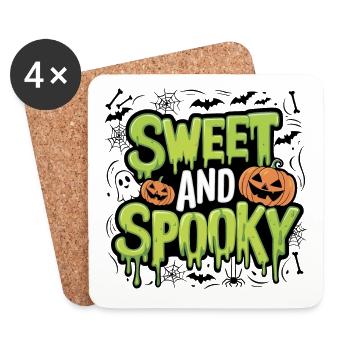 Sweet and Spooky Sweet Halloween Saying - Coasters (set of 4) - white - Front