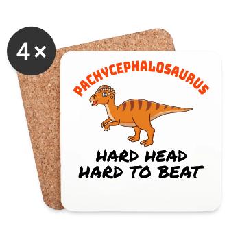 Pachycephalosaurus Dinosaur Dino Paleontologist - Coasters (set of 4) - white - Front