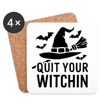 Quittez votre sorcière Halloween en disant la citation - Dessous de verre (lot de 4) - blanc - Devant