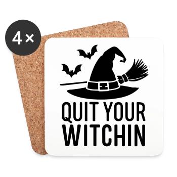 Quittez votre sorcière Halloween en disant la citation - Dessous de verre (lot de 4) - blanc - Devant