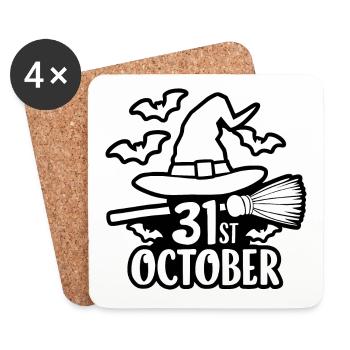 31st October Halloween Saying Quote - Coasters (set of 4) - white - Front