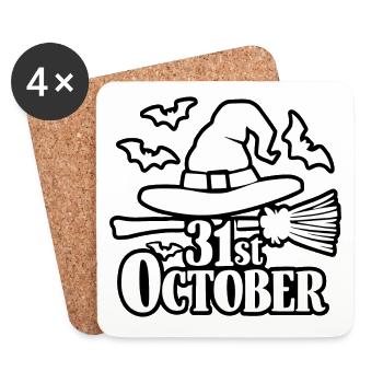 31st October Halloween Saying Quote - Coasters (set of 4) - white - Front