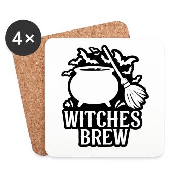 Witches Brew Halloween Saying Quote - Coasters (set of 4) - white - Front
