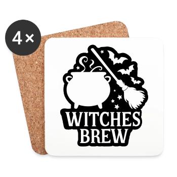 Witches Brew Halloween Saying Quote - Coasters (set of 4) - white - Front