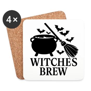 Halloween Saying Quote Witches Brew - Coasters (set of 4) - white - Front