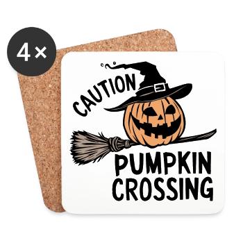 Halloween Kürbis Spruch Caution Pumkin Crossing - Untersetzer (4er-Set) - Weiß - Vorne