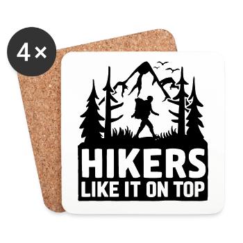 Hikers Hiking Mountains Forests Nature - Coasters (set of 4) - white - Front