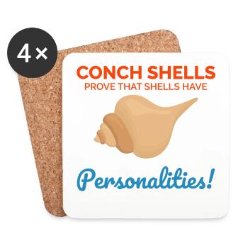 Conch Seashells Collector Beachcomber Sea Shell - Coasters (set of 4) - white - Front