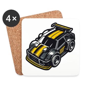 Spielzeugauto Gelb Modellauto - Untersetzer (4er-Set) - Weiß - Vorne