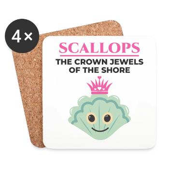 Scallop Seashells Collector Beachcomber Shellfish - Coasters (set of 4) - white - Front