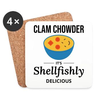 Clam Chowder Shellfish Hilarious Seafood Soup - Coasters (set of 4) - white - Front