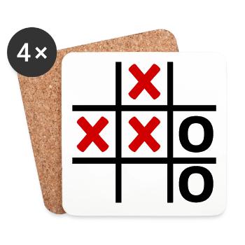 TIC TAC TOE Feld Retro - Untersetzer (4er-Set) - Weiß - Vorne