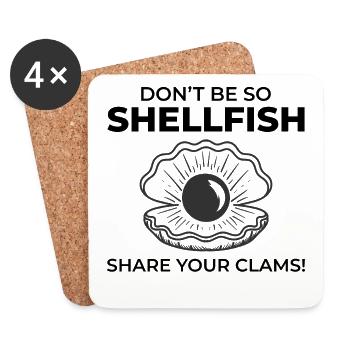 Clam Shell Seashells Collector Beachcomber Beach - Coasters (set of 4) - white - Front