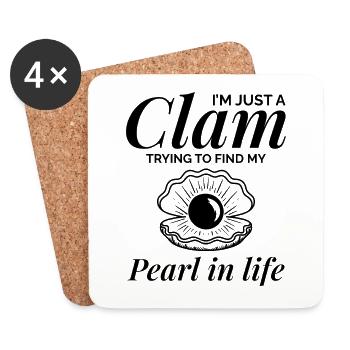 Clam Shell Seashells Collector Beachcomber Beach - Coasters (set of 4) - white - Front