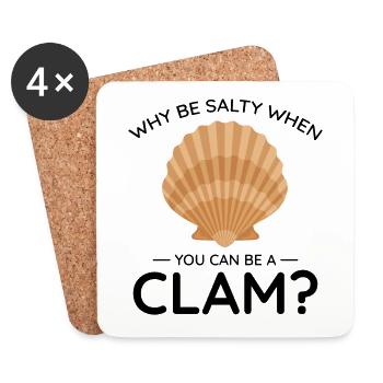 Clam Shell Seashells Collector Beachcomber Funny - Coasters (set of 4) - white - Front