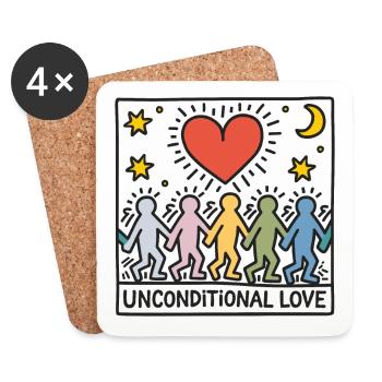 Bedingungslose Liebe - L’amour inconditionnel - Dessous de verre (lot de 4) - blanc - Devant