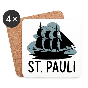 St. Pauli Schiff Reeperbahn Kiez - Dessous de verre (lot de 4) - blanc - Devant