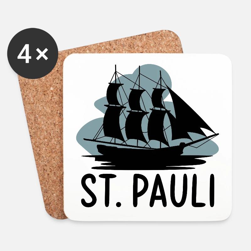 St. Pauli Schiff Reeperbahn Kiez - Untersetzer (4er-Set) - Weiß
