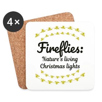 Fireflies Firefly Lightning Bug Insect Christmas - Coasters (set of 4) - white - Front