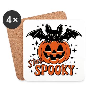 Stay Spooky Halloween Citrouille Chauve-souris - Dessous de verre (lot de 4) - blanc - Devant