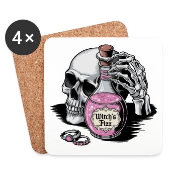Witch`s Fizz Halloween Totenkopf - Untersetzer (4er-Set) - Weiß - Vorne