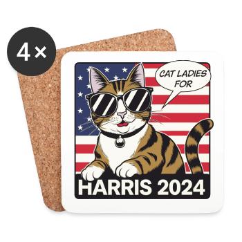 Cat Ladies For Harris 2024 USA Amerika - Untersetzer (4er-Set) - Weiß - Vorne