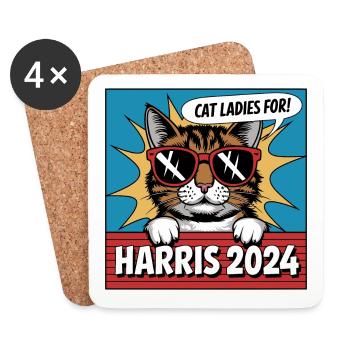 Cat Ladies For Kamala Harris 2024 USA Amerika - Untersetzer (4er-Set) - Weiß - Vorne